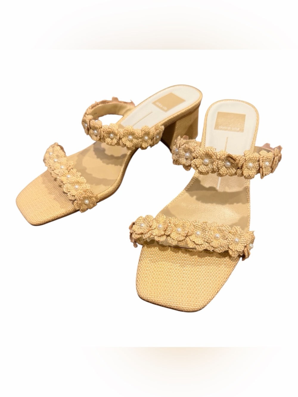 Dolce‎ Vita Beige Floral Pearl Mules